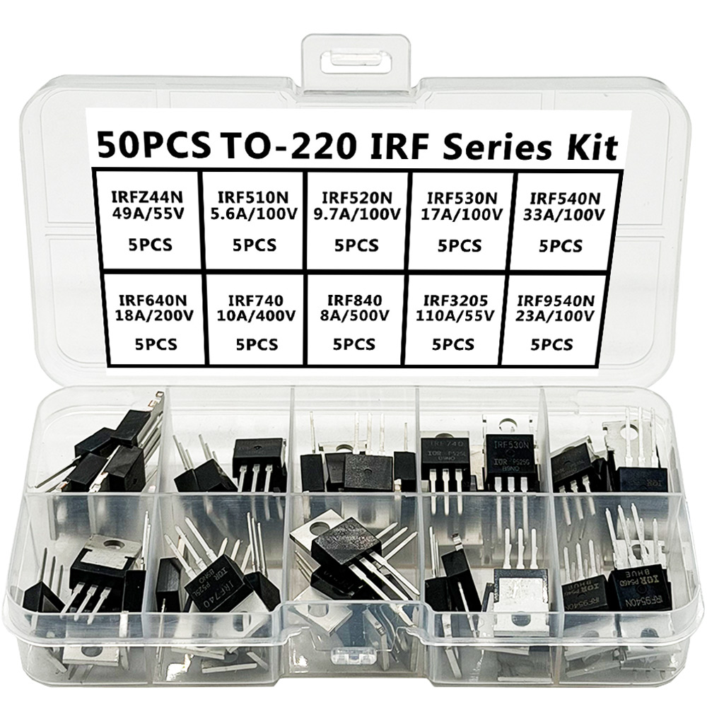 Mosfet Transistor Set - 50PCS TO-220 IRF Series Kit IRFZ44N