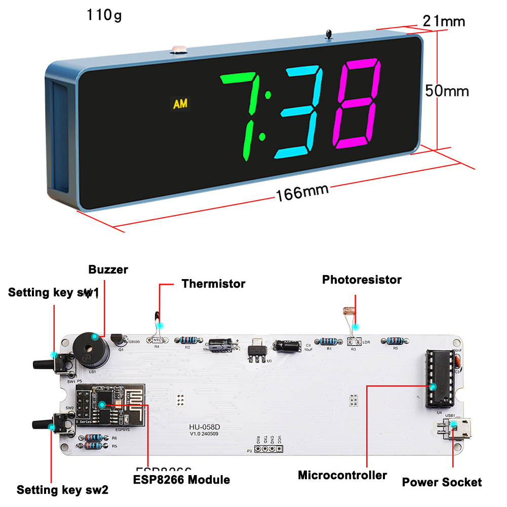 ESP8266 IoT Colorful WiFi Cloc - Useful Diy Electronics review and price