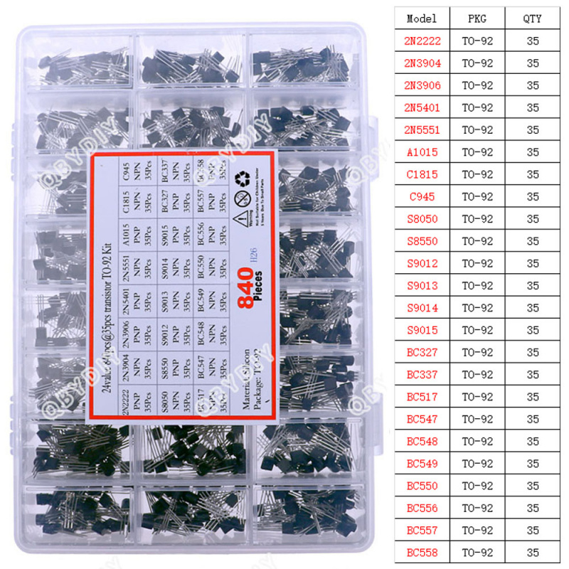 840pcs 24Values TO-92 PNP/NPN  - Mosfet Transistor Set review and price